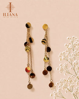 Iliana Pearl Leaf Tassel Silver Earrings | Gold Finish Designer Drop Earrings