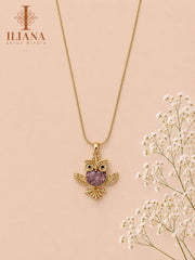 Silver Phoenix Pendant Necklace with Black Enamel & CZ Stones