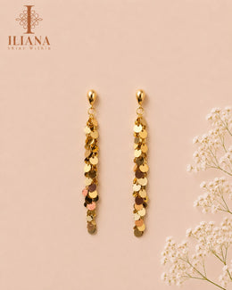 ILIANA Gold-Tone Paillette Drop Earrings for Women | Layered Sequin Dangler Earrings