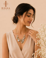 ILIANA Gold-Tone Multicolor Crystal Statement Necklace Set for Women | Designer Necklace with Matching Earrings