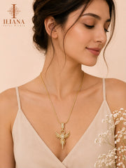 Golden Owl Crystal Pendant Necklace for Women