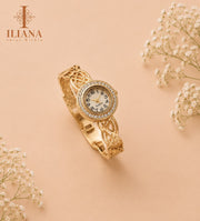 Iliana Pearl Bracelet Watch | Gold-Tone Designer Analog Watch for Women