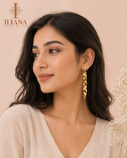 ILIANA Gold-Tone Paillette Drop Earrings for Women | Layered Sequin Dangler Earrings