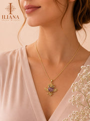Silver Phoenix Pendant Necklace with Black Enamel & CZ Stones
