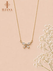 ILIANA Gold-Tone Floral & Heart Charm Necklace for Women | Minimal Crystal Pendant Necklace